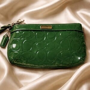COACH Green Patent Leather Wristlet